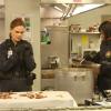 BONES: Brennan (Emily Deschanel, L) and Cam (Tamara Taylor, R) investigate remains that were tossed in a meat grinder and mixed into cans of stew served in a school cafeteria in the &quot;The Mystery in the Meat&quot; episode of BONES airing Friday, Nov. 22 (8:00-9:00 PM ET/PT) on FOX. &#xa9;2013 Fox Broadcasting Co.  Cr: Patrick McElhenney/FOX