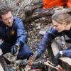 BONES: Brennan (Emily Deschanel, R) and Hodgins (TJ Thyne, L) examine the remains of an unknown victim in the &quot;The High in the Low&quot; episode of BONES airing Monday, April 7 (8:00-9:00 PM ET/PT) on FOX. &#xa9;2014 Fox Broadcasting Co. Cr: Patrick McElhenney/FOX