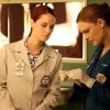 BONES: Brennan (Emily Deschanel, R) works with new Jeffersonian intern Jessica Watten (guest star, Jessica Weaver, L) in the &quot;The Drama in the Queen&quot; episode of BONES airing Monday, April 28 (8:00-9:00 PM ET/PT) on FOX. &#xa9;2014 Fox Broadcasting Co. Cr: Patrick McElhenney/FOX