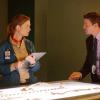 BONES:  Brennan (Emily Deschanel, L) and Booth (David Boreanaz, R) examine the bones of a missing child found dead in the woods in the BONES episode "A Boy in the Bush" airing Tuesday, Nov. 8 (8:00-9:00 PM ET/PT) on FOX.  ™©2005 Fox Broadcasting Co.  Cr:  Carin Baer/FOX.
