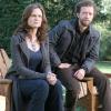 BONES:  Brennan (Emily Deschanel, L) and Hodgins (TJ Thyne, R) investigate a gang related murder in the BONES episode "The Woman in the Garden" airing in its new time period premiere Wednesday, March 8 (8:00-9:00 PM ET/PT) on FOX.  ©2006 Fox Broadcasting Co.  Cr:  Carin Baer/FOX
