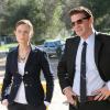 BONES:  Brennan (Emily Deschanel, L) and Booth (David Boreanaz, R) investigate the site of a possible pirate treasure in the BONES episode "The Man with the Bone" airing Wednesday, March 22 (8:00-9:00 PM ET/PT) on FOX.  ©2006 Fox Broadcasting Co.  Cr:  Carin Baer/FOX