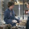BONES:  Brennan (Emily Deschanel, R) and Zack (Eric Millegan, L) examine the bodies found in a mysterious spaceship type vessel in the BONES episode "Aliens in the Spaceship" airing Wednesday, Nov. 15 (8:00-9:00 PM ET/PT) on FOX.  ©2006 Fox Broadcasting Co.  Cr:  Greg Gayne/FOX