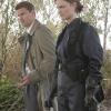 BONES:  Booth (David Boreanaz, L) and Brennan (Emily Deschanel, R) investigate a crime scene where the skin of a woman is found but her bones are missing in the BONES episode "The Boneless Bride in the River" airing Wednesday, March 21 (8:00-9:00 PM ET/PT) on FOX.   ©2007 Fox Broadcasting Co.  Cr:  Carin Baer/FOX