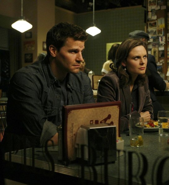 BONES: Booth (David Boreanaz, L) and Brennan (Emily Deschanel, R) meet with Dr. Wyatt to help strengthen their partnership in the BONES episode "Priest in the Churchyard" airing Wednesday, March 28 (8:00-9:00 PM ET/PT) on FOX. BONES: Booth (David Boreanaz, L) and Brennan (Emily Deschanel, R) meet with Dr. Wyatt to help strengthen their partnership in the BONES episode "Priest in the Churchyard" airing Wednesday, March 28 (8:00-9:00 PM ET/PT) on FOX.