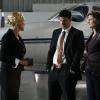 BONES:  Booth (David Boreanaz, C) and Brennan (Emily Deschanel, R) search an airplane they think may be a crime scene in the BONES episode "Spaceman in a Crater" airing Wednesday, May 2 (8:00-9:00 PM ET/PT) on FOX.  Also pictured:  Andrea Thompson as Nina Sanborn (L).  