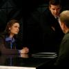 BONES:  Booth (David Boreanaz, R) and Brennan (Emily Deschanel, L) interview contestants from a popular reality television show when the show's host is found dead in the BONES episode &quot;The Man in the Outhouse&quot; airing Wednesday, Sept. 10 (8:00-9:00 PM ET/PT) on FOX.  &copy;2008 Fox Broadcasting Co.  Cr:  Greg Gayne/FOX