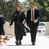 BONES:  Booth (David Boreanaz, R) and Brennan (Emily Deschanel, L) invesigate an office building where remains of an employee are found in an elevator shaft in the BONES episode &quot;The Crank in the Shaft&quot; airing Wednesday, Oct. 1 (8:00-9:00 PM ET/PT) on FOX.  &copy;2008 Fox Broadcasting Co.  Cr:  Greg Gayne/FOX