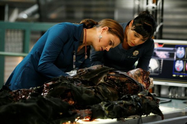 BONES: Brennan (Emily Deschanel, L) and Cam (Tamara Taylor, R) examine the body of a man found in the aftermath of a meth lab explosion in the BONES episode "The Con Man in the Meth Lab" airing Wednesday, Nov. 12 (8:00-9:00 PM ET/PT) on FOX. ©2008 Fox Broadcasting Co. Cr: Greg Gayne/FOX BONES: Brennan (Emily Deschanel, L) and Cam (Tamara Taylor, R) examine the body of a man found in the aftermath of a meth lab explosion in the BONES episode "The Con Man in the Meth Lab" airing Wednesday, Nov. 12 (8:00-9:00 PM ET/PT) on FOX. ©2008 Fox Broadcasting Co. Cr: Greg Gayne/FOX