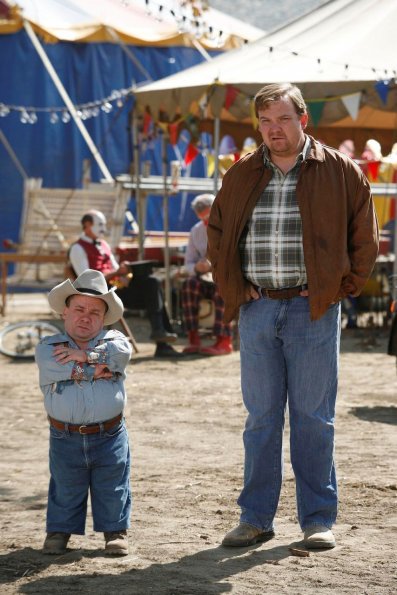 BONES: Henry (guest star Andy Richter, R) and Lavalle (Ed Gale, L) hope that Buck and Wanda's (aka Booth and Brennan) knife- throwing act is as good as they claim it is in the BONES episode "Double Trouble in the Panhandle" premiering in its new time period Thursday, Jan 15 (8:00-9:00 PM ET/PT) on FOX. ©2008 Fox Broadcasting Co. Cr: Greg Gayne/FOX BONES: Henry (guest star Andy Richter, R) and Lavalle (Ed Gale, L) hope that Buck and Wanda's (aka Booth and Brennan) knife- throwing act is as good as they claim it is in the BONES episode "Double Trouble in the Panhandle" premiering in its new time period Thursday, Jan 15 (8:00-9:00 PM ET/PT) on FOX. ©2008 Fox Broadcasting Co. Cr: Greg Gayne/FOX