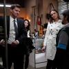 BONES:  Brennan (Emily Deschanel, second from R) and Booth (David Boreanaz, L) question a pawn shop owner (James Madio, R) who they believe is involved with the case in the BONES episode &quot;The Bones on the Blue Line&quot; airing Thursday, April 1 (8:00-9:00 PM ET/PT) on FOX.  &#xa9;2010 Fox Broadcasting Co.  Cr:  Greg Gayne/FOX