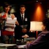 BONES:  Booth (David Boreanaz, R) and Angela (Michaela Conlin, L) present a theory on a case to Assistant U. S. Attorney Caroline Julian when they work on their first case together in the milestone 100th episode of BONES, that takes viewers back in time six years.  The BONES 100th episode &quot;The Parts in the Sum of the Whole&quot; airs Thursday, April 8 (8:00-9:00 PM ET/PT) on FOX.  &#xa9;2010 Fox Broadcasting Co.  Cr:  Greg Gayne/FOX