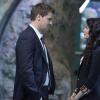 BONES:  Booth (David Boreanaz, L) and marine biologist Dr. Catherine Bryar (guest star Rena Sofer, R) discuss the case of an inspirational speaker whose remains are found in a shark tank in the BONES episode &quot;The Predator in the Pool&quot; airing Thursday, April 22 (8:00-9:00 PM ET/PT) on FOX.  &#xa9;2010 Fox Broadcasting Co.  Cr:  Greg Gayne/FOX