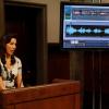 BONES:  Angela (Michaela Conlin) takes the stand during the  Gravedigger trial in the BONES episode &quot;The Boy with the Answer&quot; airing Thursday, May 13 (8:00-9:00 PM ET/PT) on Fox.  &#xa9;2010 Fox Broadcasting Co.  Cr:  Greg Gayne/FOX