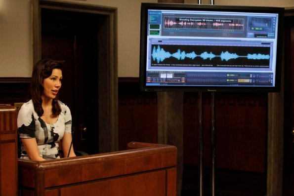 BONES: Angela (Michaela Conlin) takes the stand during the Gravedigger trial in the BONES episode "The Boy with the Answer" airing Thursday, May 13 (8:00-9:00 PM ET/PT) on Fox. ©2010 Fox Broadcasting Co. Cr: Greg Gayne/FOX BONES: Angela (Michaela Conlin) takes the stand during the Gravedigger trial in the BONES episode "The Boy with the Answer" airing Thursday, May 13 (8:00-9:00 PM ET/PT) on Fox. ©2010 Fox Broadcasting Co. Cr: Greg Gayne/FOX