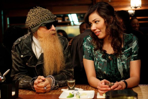 BONES: Angela (Michaela Conlin, R) and her father (guest star Billy F. Gibbons, L) discuss her marriage to Hodgins in the BONES season finale episode "The Beginning in the End" airing Thursday, May 20 (8:00-9:00 PM ET/PT) on FOX. ©2010 Fox Broadcasting Co. Cr: Greg Gayne/FOX BONES: Angela (Michaela Conlin, R) and her father (guest star Billy F. Gibbons, L) discuss her marriage to Hodgins in the BONES season finale episode "The Beginning in the End" airing Thursday, May 20 (8:00-9:00 PM ET/PT) on FOX. ©2010 Fox Broadcasting Co. Cr: Greg Gayne/FOX