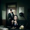 BONES: Emily Deschanel as Dr. Temperance Brennan (R) and David Boreanaz as FBI Special Agent Seeley Booth (L). The fifth season of BONES premieres Thursday, Sept. 17 (8:00-9:00 PM ET/PT) on FOX.  ©2009 Fox Broadcasting Co.  Cr:  Brian Bowen Smith/FOX