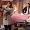 BONES:  Brennan (Emily Deschanel, L) helps Hannah (guest star Katheryn Winnick, R) and Booth (David Boreanaz, C) by determining the severity of her injury in &quot;The Bones That Weren't&quot; episode of BONES airing Thursday, Nov. 4 (8:00-9:00 PM ET/PT) on FOX.  &#xa9;2010 Fox Broadcasting Co.  Cr:  Adam Taylor/FOX