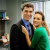 John Francis Daley and Carla Gallo pose for a photo in between takes.