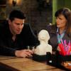 BONES:  Brennan (Emily Deschanel, R) listens to Booth (David Boreanaz, L) in &quot;The Daredevil in the Mold&quot; episode of BONES airing Thursday, Feb. 10 (9:00-10:00 PM ET/PT) on FOX.  &#xa9;2011 Fox Broadcasting Co.  Cr:  Ray Mickshaw/FOX
