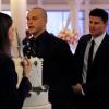 BONES:  Brennan (Emily Deschanel, L) and Booth (David Boreanaz, R) suspect the the victim's assistant (Peter Paige, C), when they investigate the death of a wedding planner in "The Bikini in the Soup" episode of BONES airing Thursday, Feb. 17 (9:00-10:00 PM ET/PT) on FOX.  ©2011 Fox Broadcasting Co.  Cr:  Ray Mickshaw/FOX