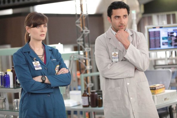 BONES:  When a 15-year-old Jane Doe is found on the streets, it is up to Brennan (Emily Deschanel, L), Jeffersonian Intern Arastoo Vaziri (guest star Pej Vahdat, R) and the entire Jeffersonian  team to figure out her history and if she is responsible for a recent murder in &quot;The Signs in the Silence&quot; episode of BONES airing Thursday, May 5 (9:00-10:00 PM ET/PT) on FOX.  &#xa9;2011 Fox Broadcasting Co.  Cr:  Adam Taylor/FOX