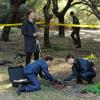 BONES:  Brennan (Emily Deschanel, R), Booth (David Boreanaz, L) and Hodgins (TJ Thyne, C) investigate the death of a man thought to be killed by the mythical Chupacabra in &quot;The Truth in the Myth&quot; episode of BONES airing Thursday, April 14 (9:00-10:00 PM ET/PT) on FOX.  &#xa9;2011 Fox Broadcasting Co.  Cr:  Ray Mickshaw/FOX