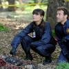BONES:  Brennan (Emily Deschanel, L), and Hodgins (TJ Thyne, R) investigate the death of a man thought to be killed by a mythical Chupacabra in &quot;The Truth in the Myth&quot; episode of BONES airing Thursday, April 14 (9:00-10:00 PM ET/PT) on FOX.  &#xa9;2011 Fox Broadcasting Co.  Cr:  Ray Mickshaw/FOX