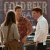 BONES:  Brennan (Emily Deschanel, L) and Booth (David Boreanaz, R) enlist the help of Walter Sherman (guest star Geoff Stults, C) a professional locator, to help uncover some key evidence in the &quot;Finder&quot; episode of BONES airing Thursday, April 21 (9:00-10:00 PM ET/PT) on FOX.  &#xa9;2011 Fox Broadcasting Co.  Cr:  Glenn Watson/FOX