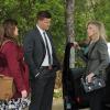 BONES:  Brennan (Emily Deschanel, L) and Booth (David Boreanaz, C) question the CEO of a toy company (guest star Morgan Fairchild, R) in "The Prince in the Plastic" episode of BONES airing Thursday, Nov. 17 (9:00-10:00 PM ET/PT) on FOX.  ©2011 Fox Broadcasting Co.  Cr:  Ray Mickshaw/FOX