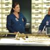 BONES:  Brennan (Emily Deschanel, L) and Jeffersonian intern Dr. Clark Edison (Eugene Byrd, R) examine remains found in boxes at a dead letter office in &quot;The Male in the Mail&quot; episode of BONES airing Thursday, Dec. 1 (9:00-10:00 PM ET/PT) on FOX.  &#xa9;2011 Fox Broadcasting Co.  Cr:  Richard Foreman/FOX