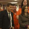 BONES:  Brennan (Emily Deschanel, R) and Booth (David Boreanaz, L) investigate a murder that took place in a prison in &quot;The Prisoner in the Pipe&quot; Spring Premiere episode of BONES airing Monday, April 2 (8:00-9:00 PM ET/PT) on FOX.  &#xa9;2012 Fox Broadcasting Co.  Cr:  Patrick McElhenney/FOX