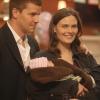 BONES:  Brennan (Emily Deschanel, R) and Booth (David Boreanaz, L) return home with her new baby in &quot;The Prisoner in the Pipe&quot; Spring Premiere episode of BONES airing Monday, April 2 (8:00-9:00 PM ET/PT) on FOX.  &#xa9;2012 Fox Broadcasting Co.  Cr:  Patrick McElhenney/FOX
