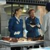 BONES:  Brennan (Emily Deschanel, L), Hodgins (TJ Thyne, C) and Jeffersonian intern Finn Abernathy (guest star Luke Kleintank, R) examine remains of a body found on the side of the road in the "The Bump in the Road" episode of BONES airing Monday, April 9 (8:00-9:00 PM ET/PT) on FOX.  ©2012 Fox Broadcasting Co.  Cr:  Ray Mickshaw/FOX