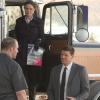 BONES:  Brennan (Emily Deschanel, C) and Booth (David Boreanaz, R) investigate an 18-wheeler truck when they realize their murder victom may have been dragged by it in the &quot;The Bump in the Road&quot; episode of BONES airing Monday, April 9 (8:00-9:00 PM ET/PT) on FOX.  &#xa9;2012 Fox Broadcasting Co.  Cr:  Ray Mickshaw/FOX