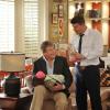 BONES:  Max (guest star Ryan O'Neal, L) offers to help Booth (David Boreanaz, R) babysit Christine in the "The Family in the Feud" episode of BONES airing Monday, April 30 (8:00-9:00 PM ET/PT) on FOX.  ©2012 Fox Broadcasting Co.  Cr:  Richard Foreman/Fox