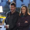 BONES:  Brennan (Emily Deschanel, R) and Booth (David Boreanaz, L) launch a murder investigation while in Los Angeles to consult on the production of a film based on Brennan's latest book in the &quot;The Suit on the Set&quot; episode of BONES airing Monday, May 7 (8:00-9:00 PM ET/PT) on FOX.  &#xa9;2012 Fox Broadcasting Co.  Cr:  Ray Mickshaw/FOX