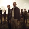 (L-R) Mike (Jonathan Banks), Saul Goodman (Bob Odenkirk), Jesse Pinkman (Aaron Paul), Walter White (Bryan Cranston), Marie Schrader (Betsy Brandt), Hank Schrader (Dean Norris), Skyler White (Anna Gunn) and Walter White, Jr. (RJ Mitte) - Breaking Bad - Gallery - Photo Credit: Frank Ockenfels/AMC