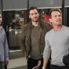 BREAKING IN:  Cameron (Bret Harrison, L) is in charge when Oz's (Christian Slater, second from R) old friend NASCAR champion Jimmie Johnson (second from R) hires the Contra Security team in the &quot;Need for Speed&quot; episode of BREAKING IN airing Wednesday, April 20 (9:30-10:00 PM ET/PT) on FOX.  &#xa9;2011 Fox Broadcasting Co.   Cr:  Jordin Althaus/FOX