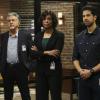 "Mixed Signals" -- The BAU is called to Taos, N.M. to investigate an UnSub who is targeting his victims\' temporal lobes, on the first episode of the double-episode 13th season finale of CRIMINAL MINDS, Wednesday, April 18 (9:00-10:00 PM, ET/PT) on the CBS Television Network.  Pictured: Joe Mantegna (David Rossi), Aisha Tyler (Dr. Tara Lewis), Adam Rodriguez (Luke Alvez)   Photo: Michael Yarish/CBS ÃÂ©2018 CBS Broadcasting, Inc. All Rights Reserved