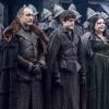 Michael McElhatton as Roose Bolton, Iwan Rheon as Ramsay Bolton and Elizabeth Webster as Walda Frey _ photo Helen Sloan_HBO
