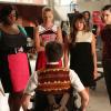 GLEE: L-R: Unique (guest star Alex Newell), Brittany (Heather Morris), Tina (Jenna Ushkowitz) and Blaine (Darren Criss) ask Artie (Kevin McHale, bottom) to pick one of them as the next glee club star in &quot;The New Rachel,&quot; the Season Four premiere episode of GLEE airing on a new night and time Thursday, Sept. 13 (9:00-10:00 PM ET/PT) on FOX. &#xa9;2012 Fox Broadcasting Co. Cr: Mike Yarish/FOX
