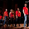 GLEE: Rachel (Lea Michele, R) performs with Artie (Kevin McHale, L), Kurt (Chris Colfer, second from L), Tina (Jenna Ushkowitz, third from L), Mercedes (Amber Riley, fourth from L) and Finn (Cory Monteith, fifth from L) in the &quot;Sweet Dreams&quot; episode of GLEE airing Thursday, April 18 (9:00-10:00 PM ET/PT) on FOX. &#xa9;2013 Fox Broadcasting Co. Also Pictued Darren Criss and Lauren Potter. Cr: Adam Rose/FOX