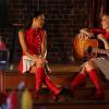 GLEE: Santana (Naya Rivera, L) and Dani (guest star Demi Lovato, R) chat in the &quot;Tina in The Sky With Diamonds&quot; episode of GLEE airing Thursday, Oct. 3 (9:00 -10:00 PM ET/PT) on FOX.  &#xa9;2013 Fox Broadcasting Co. Cr: Mike Yarish/FOX