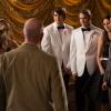 GLEE: The members of New Directions travel to Los Angeles to compete in Nationals and bring Burt (guest star Mike O'Malley, third from L) and Carole Hudson-Hummel (guest star Romy Rosemont, L) in the &quot;City of Angels&quot; episode of GLEE airing Tuesday, March 11 (8:00-9:00 PM ET/PT) on FOX. Also pictured L-R: Becca Tobin, Blake Jenner, Chord Overstreet, Melissa Benoist and Matthew Morrison. &#xa9;2014 Fox Broadcasting Co. CR: Adam Rose/FOX