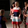 GLEE: L-R: Becky (Lauren Potter) is confronted by Santana (Naya Rivera), Quinn (Dianna Agron), Brittany (Heather Morris) and Tina (Jenna Ushkowitz) in the "Jagged Little Tapestry" episode of GLEE airing Friday, Jan. 16 (9:00-10:00 PM ET/PT) on FOX. ©2014 Fox Broadcasting Co. CR: Tyler Golden/FOX