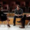 GLEE: Will (Matthew Morrison, C) chats with Rachel (Lea Michele, L) and Kurt (Chris Colfer, R) in the  "Transitioning" episode of GLEE airing Friday, Feb. 13 (9:00-10:00 PM ET/PT) on FOX. ©2015 Fox Broadcasting Co. CR: Tyler Golden/FOX