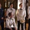 GLEE: The groomsmen celebrate Brittany and Santana in the "Wedding" episode of GLEE airing Friday, Feb. 20 (9:00-10:00 PM ET/PT) on FOX. Pictured L-R: Mark Salling, Kevin McHale, Harry Shum Jr., Matthew Morrison and Chord Overstreet. ©2015 Fox Broadcasting Co. CR: Adam Rose/FOX