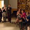 GLEE:  L-R: Mercedes (Amber Riley), Kurt (Chris Colfer), Blaine (Daren Criss), Rachel (Lea Michele), Tina (Jenna Ushkowitz), Artie (Kevin McHale) and Kitty (Becca Tobin) watch Will and Sam perform in the special two-hour "2009/Dreams Come True" Series Finale episode of GLEE airing Friday, March 20 (8:00-10:00 PM ET/PT) on FOX. ©2015 Fox Broadcasting Co. CR: Adam Rose/FOX