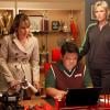GLEE: Sue (Jane Lynch, R) recruits Terri (Jessalyn Gilsig, L) and Howard (guest star Kent Avenido, C) to stop the glee club from going to Nationals in the &quot;Funeral&quot; episode of GLEE airing Tuesday, May 17 (8:00-9:01 PM ET/PT) on FOX. &#xa9;2011 Fox Broadcasting Co. CR: Beth Dubber/FOX